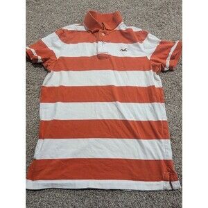 Hollister California Men's Medium Striped Shirt with Collar Y2K Orange Nice